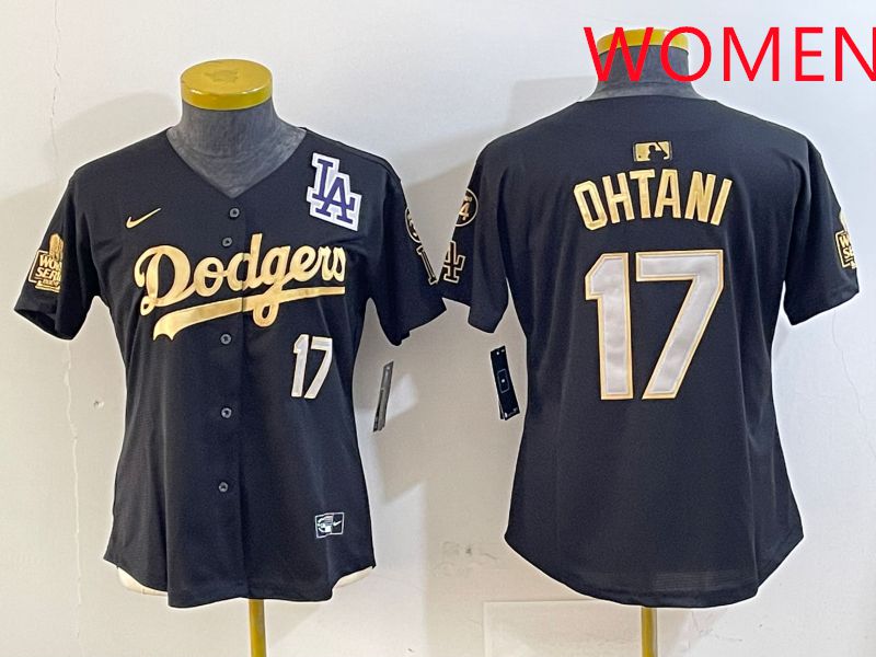Women Los Angeles Dodgers #17 Ohtani Black Gold Game 2025 Nike MLB Jersey style 4
